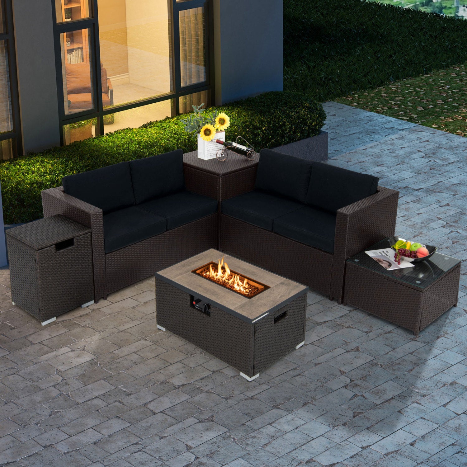 6-Piece Outdoor Wicker Set with 32