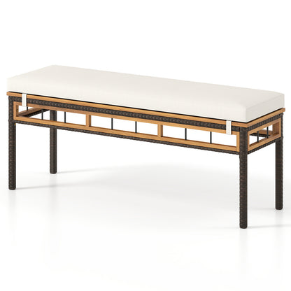 6-Pieces Patio Dining Table Set Rectangular Acacia Wood Table and Backless Bench, White Outdoor Benches at Gallery Canada