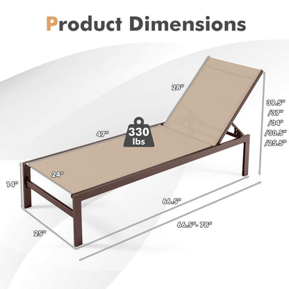 6-Position Chaise Lounge, Rustproof Aluminium Frame, Brown Outdoor Chaise Lounges at Gallery Canada