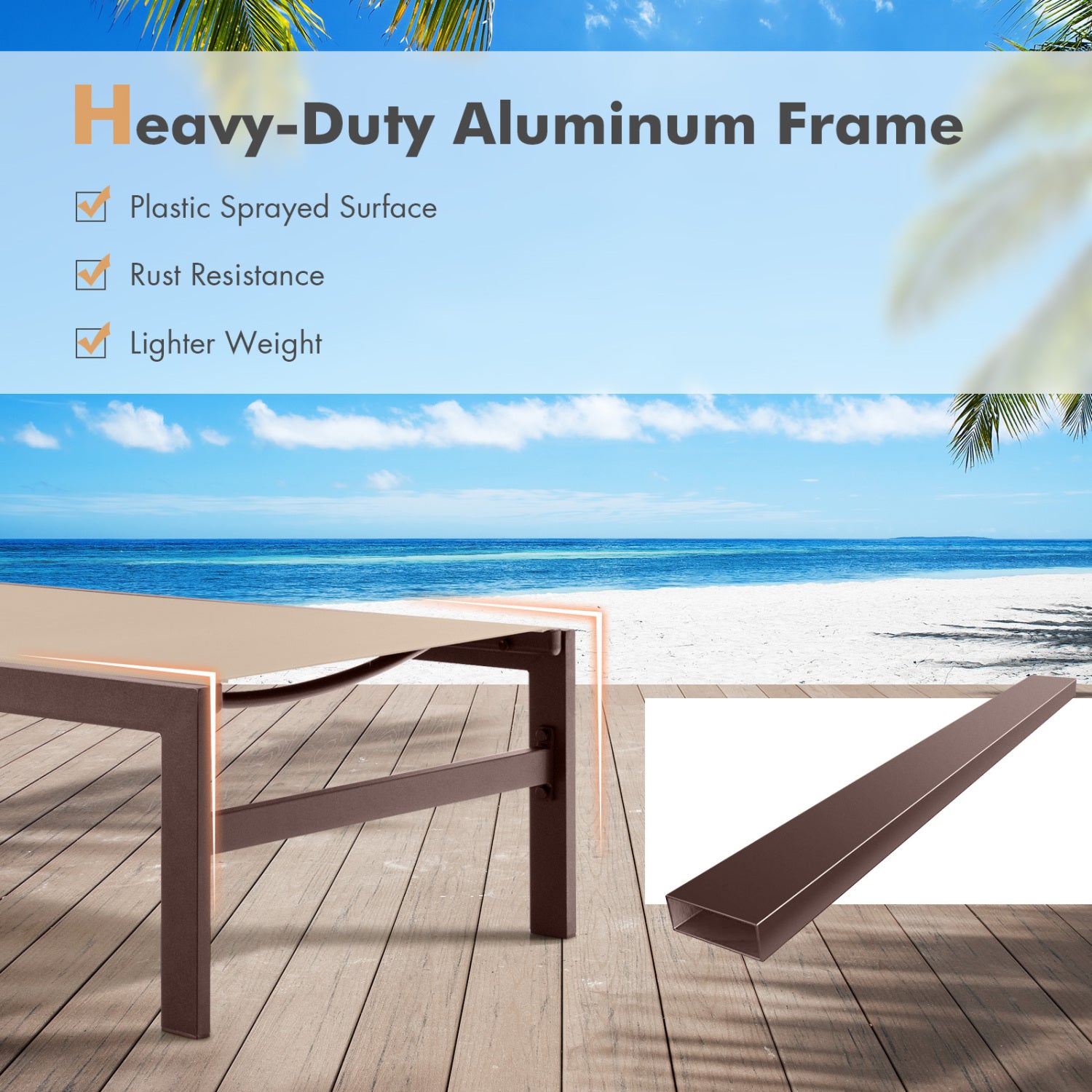 6-Position Chaise Lounge, Rustproof Aluminium Frame, Brown Outdoor Chaise Lounges at Gallery Canada