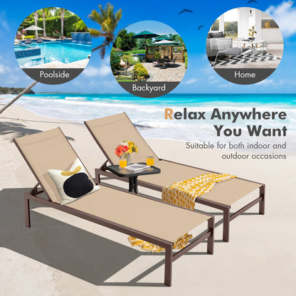 6-Position Chaise Lounge, Rustproof Aluminium Frame, Brown Outdoor Chaise Lounges at Gallery Canada