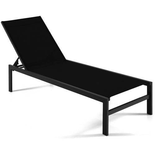 6-Position Chaise Lounge Chair, Rustproof Aluminium Frame, Black