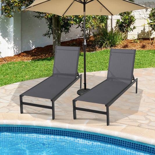6-Position Chaise Lounge Chair, Rustproof Aluminium Frame, Gray Outdoor Chaise Lounges Gray at Gallery Canada