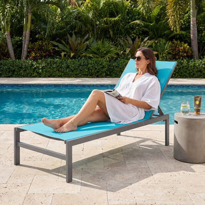 6-Position Chaise Lounge Chair, Rustproof Aluminium Frame, Turquoise Outdoor Chaise Lounges at Gallery Canada