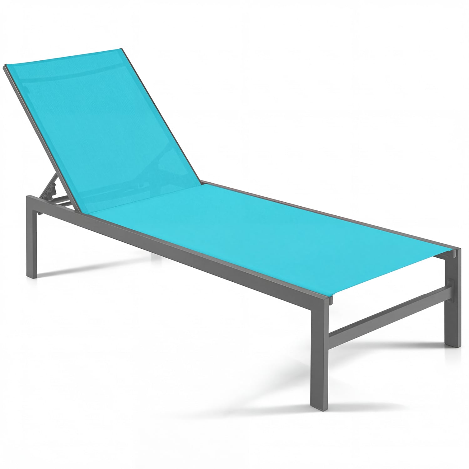 6-Position Chaise Lounge Chair, Rustproof Aluminium Frame, Turquoise Outdoor Chaise Lounges Turquoise at Gallery Canada