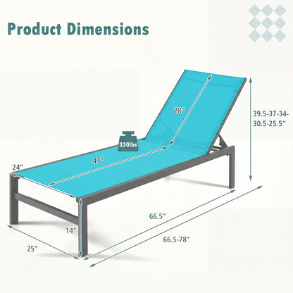 6-Position Chaise Lounge Chair, Rustproof Aluminium Frame, Turquoise Outdoor Chaise Lounges at Gallery Canada