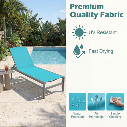 6-Position Chaise Lounge Chair, Rustproof Aluminium Frame, Turquoise Outdoor Chaise Lounges at Gallery Canada