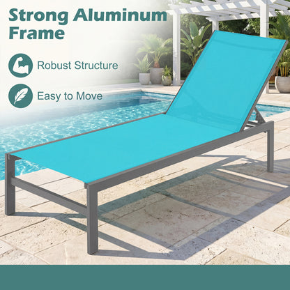 6-Position Chaise Lounge Chair, Rustproof Aluminium Frame, Turquoise Outdoor Chaise Lounges at Gallery Canada