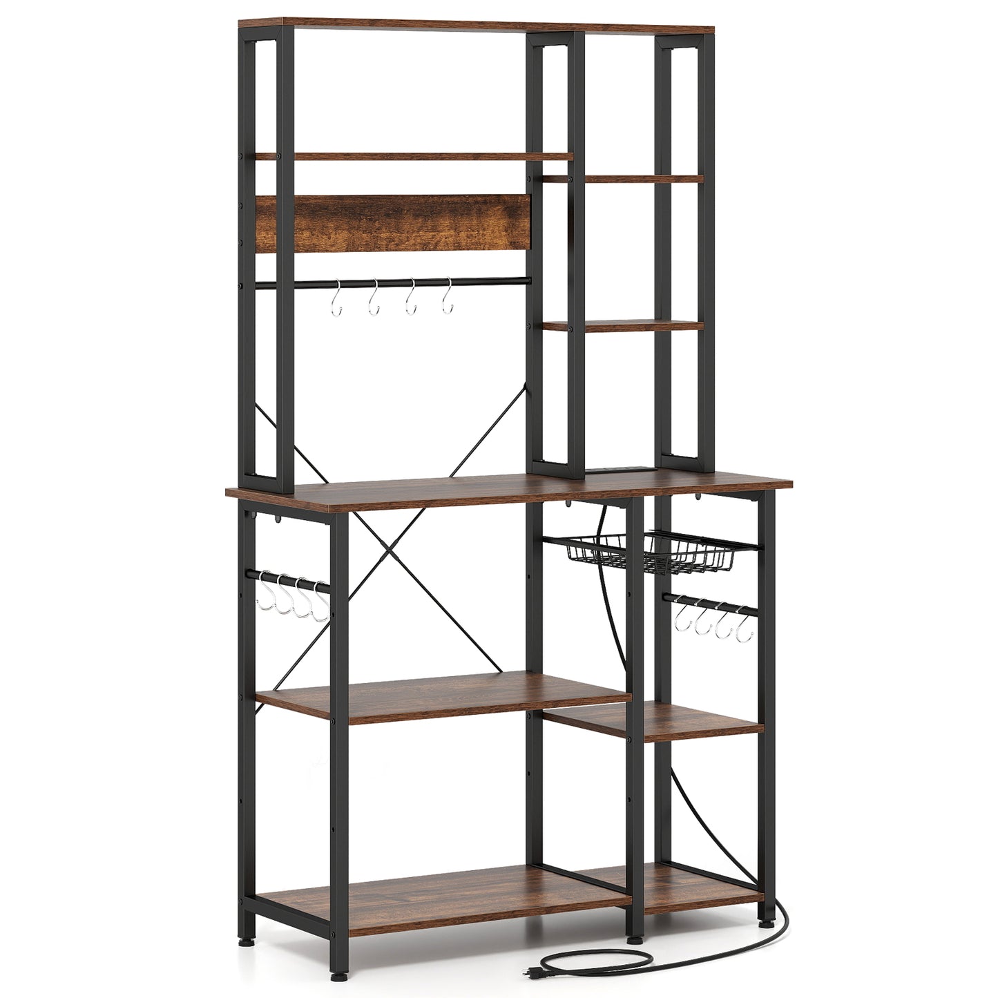 6-Tier Bakers Rack, Wooden Open Shelves, Brown Baker's Racks at Gallery Canada