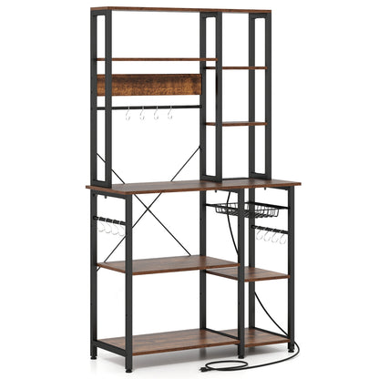 6-Tier Bakers Rack, Wooden Open Shelves, Brown Baker's Racks at Gallery Canada