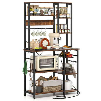 6-Tier Bakers Rack, Wooden Open Shelves, Brown Baker's Racks at Gallery Canada