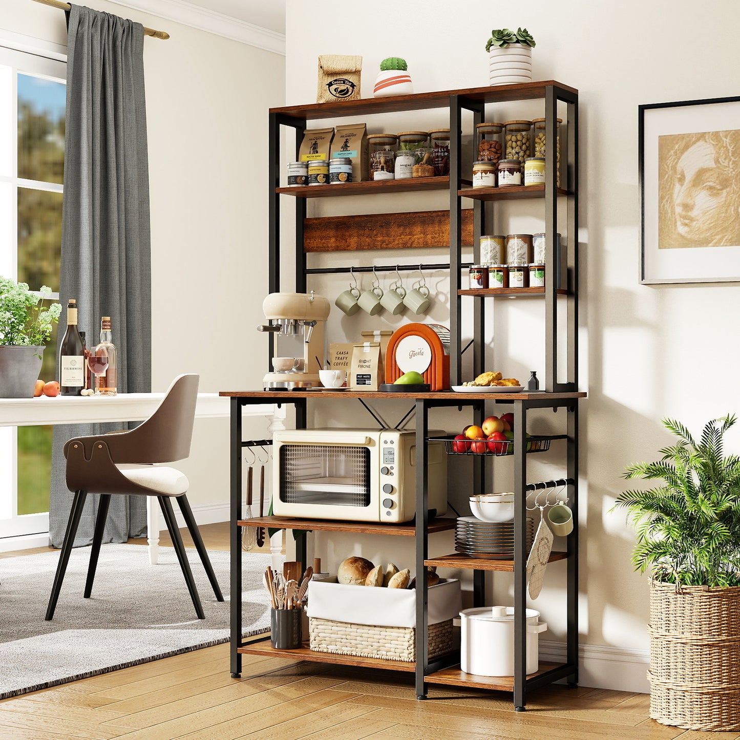 6-Tier Bakers Rack, Wooden Open Shelves, Brown Baker's Racks at Gallery Canada