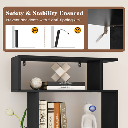 6-Tier Bookcase, Anti-Tipping Kit, Black Bookcases at Gallery Canada