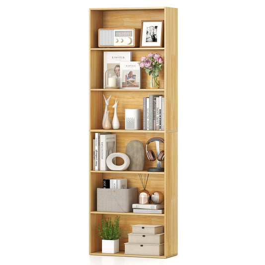 6-Tier Bookcase with 6 Open Shelves and Anti-Toppling Kits, Wood Bookcases Wood at Gallery Canada