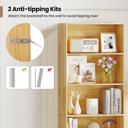 6-Tier Bookcase with 6 Open Shelves and Anti-Toppling Kits, Wood Bookcases at Gallery Canada