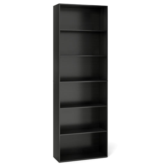 6-Tier Bookcase, 6 Open Shelves, Anti-Toppling Kit, Black Bookcases Black at Gallery Canada