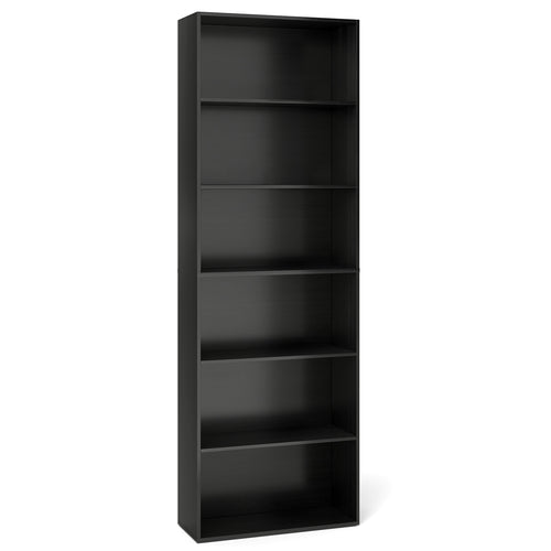 6-Tier Bookcase, 6 Open Shelves, Anti-Toppling Kit, Black