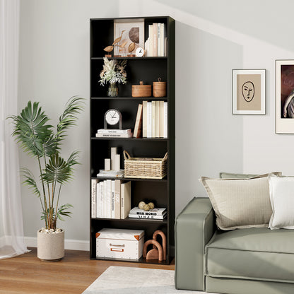 6-Tier Bookcase, 6 Open Shelves, Anti-Toppling Kit, Black Bookcases at Gallery Canada