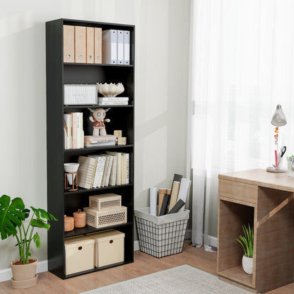 6-Tier Bookcase, 6 Open Shelves, Anti-Toppling Kit, Black Bookcases at Gallery Canada