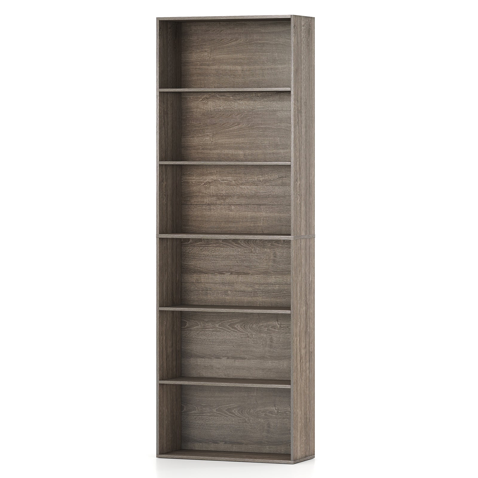 6-Tier Bookcase with 6 Open Shelves and Anti-Toppling Kits, Gray Bookcases at Gallery Canada