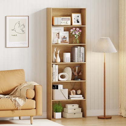 6-Tier Bookcase with 6 Open Shelves and Anti-Toppling Kits, Natural Bookcases at Gallery Canada