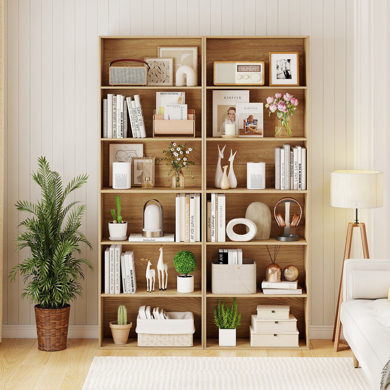 6-Tier Bookcase with 6 Open Shelves and Anti-Toppling Kits, Natural Bookcases at Gallery Canada