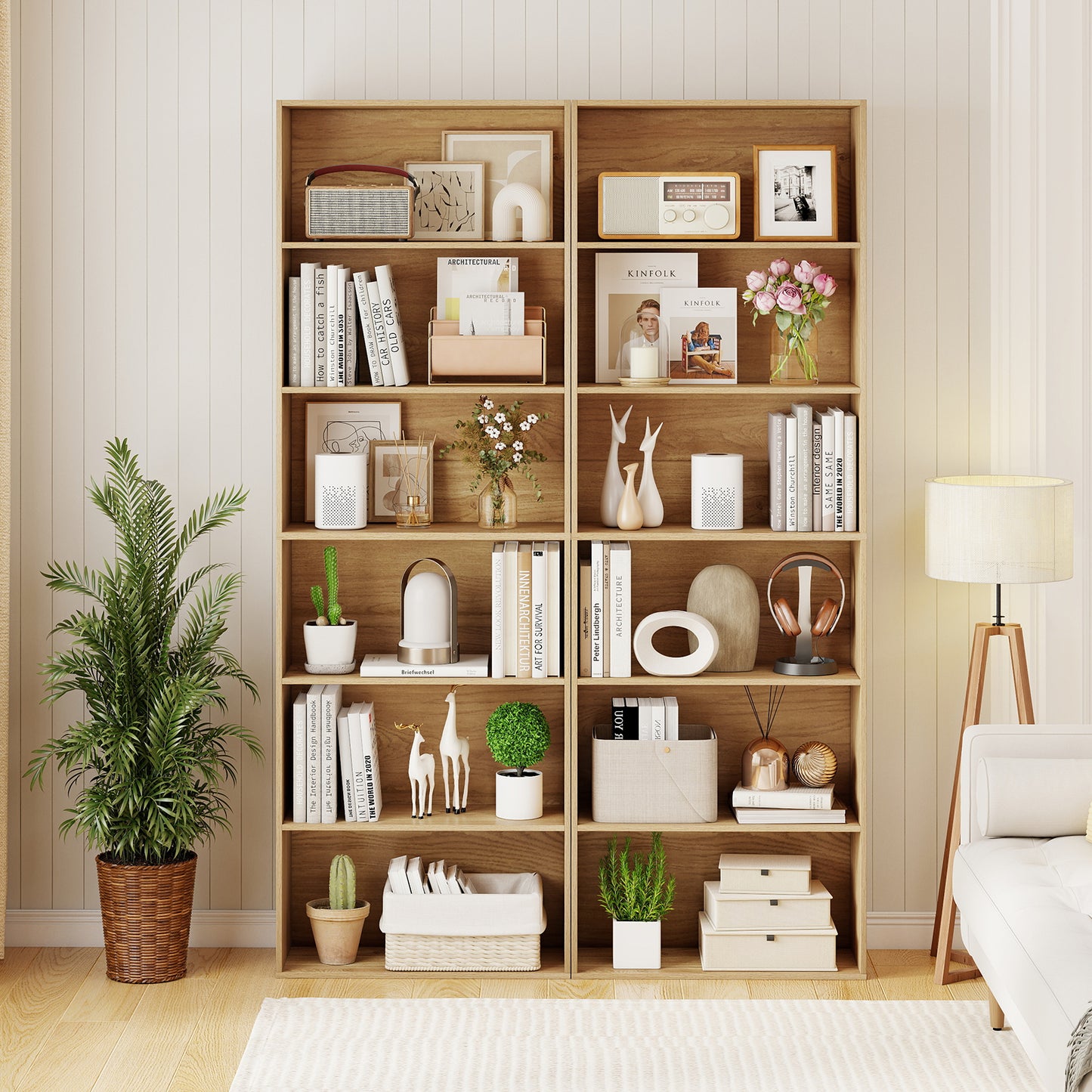 6-Tier Bookcase with 6 Open Shelves and Anti-Toppling Kits, Natural Bookcases at Gallery Canada