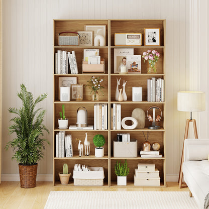 6-Tier Bookcase with 6 Open Shelves and Anti-Toppling Kits, Natural Bookcases at Gallery Canada