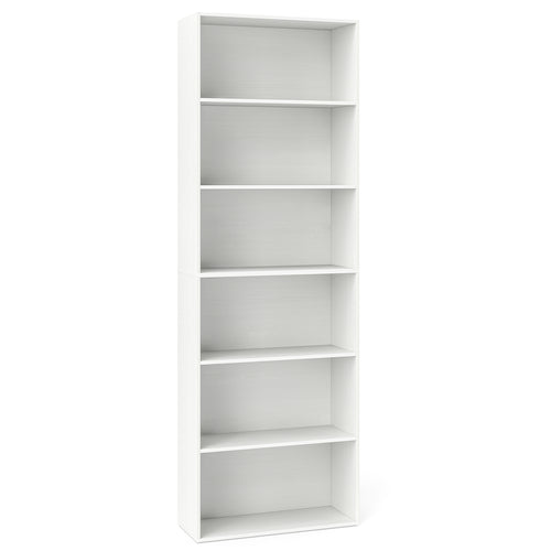 6-Tier Bookcase, 6 Open Shelves, Anti-Toppling Kits, White