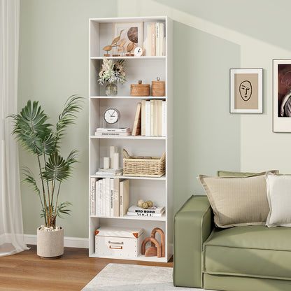 6-Tier Bookcase, 6 Open Shelves, Anti-Toppling Kits, White Bookcases at Gallery Canada