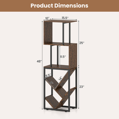 6-Tier Tree S-Shaped Geometric Bookcase, Brown Bookcases at Gallery Canada
