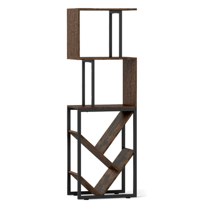 6-Tier Tree S-Shaped Geometric Bookcase, Brown Bookcases Brown at Gallery Canada