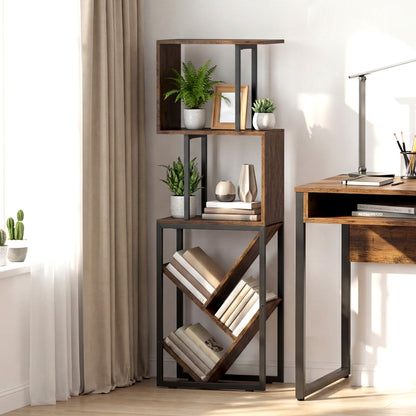 6-Tier Tree S-Shaped Geometric Bookcase, Brown Bookcases at Gallery Canada