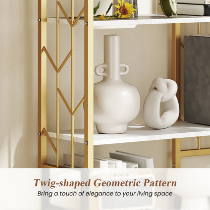 6-Tier Bookshelf Modern Geometric Bookcase with Heavy-duty Metal Frame and Anti-tipping Kits, White Bookcases at Gallery Canada