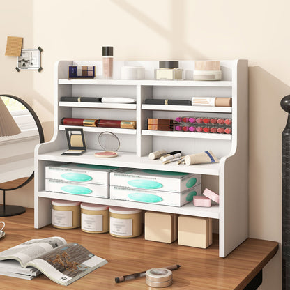 6-Tier Compact Storage Rack with 4 Removable Shelves for Small Spaces Home Office, White