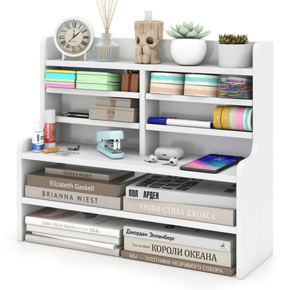 6-Tier Compact Storage Rack with 4 Removable Shelves for Small Spaces Home Office, White