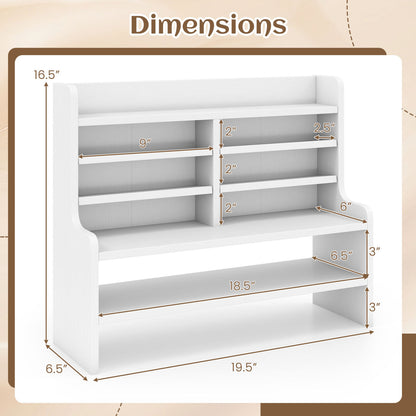 6-Tier Compact Storage Rack with 4 Removable Shelves for Small Spaces Home Office, White