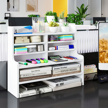 6-Tier Compact Storage Rack with 4 Removable Shelves for Small Spaces Home Office, White