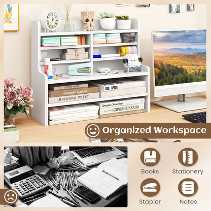 6-Tier Compact Storage Rack with 4 Removable Shelves for Small Spaces Home Office, White