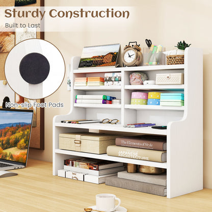6-Tier Compact Storage Rack with 4 Removable Shelves for Small Spaces Home Office, White