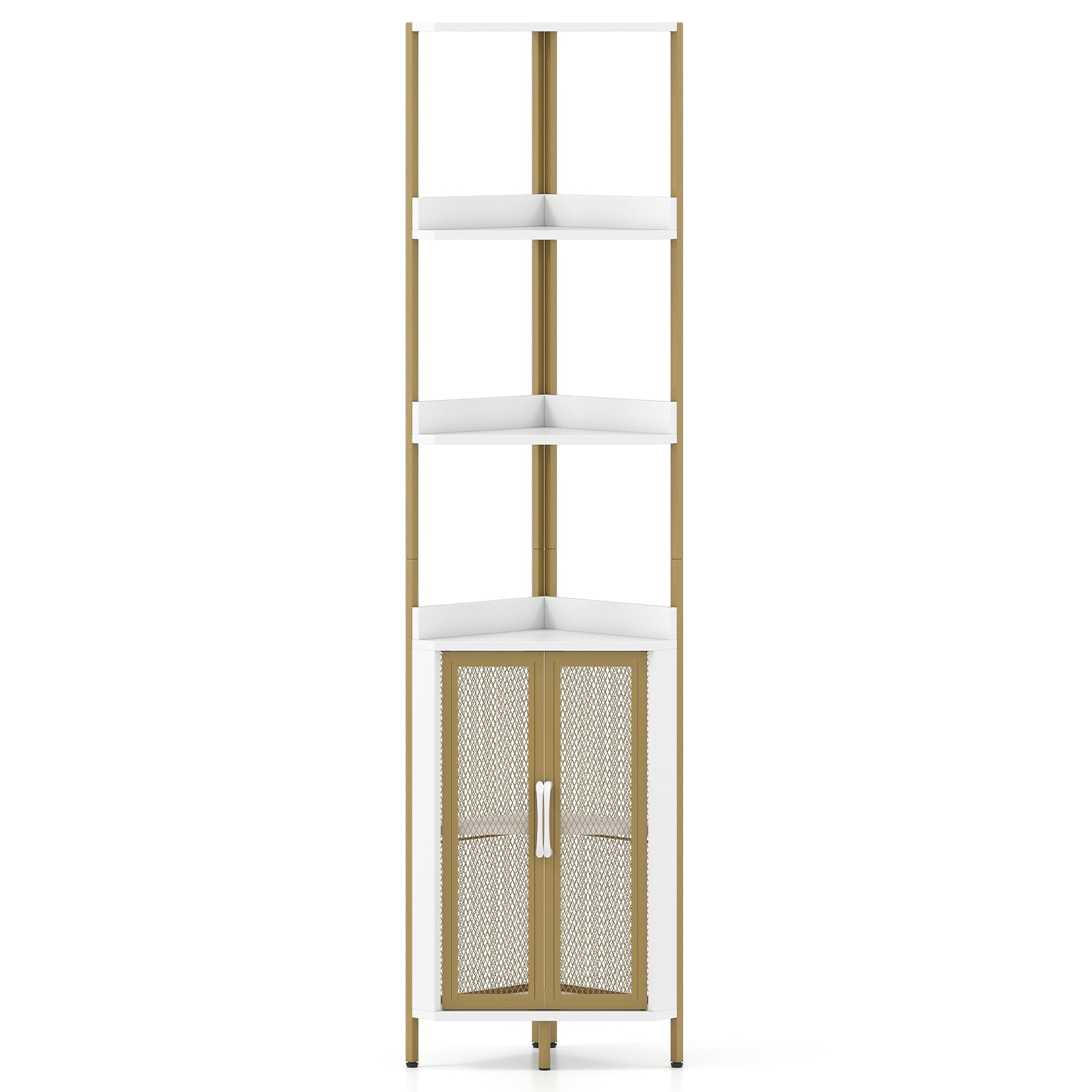 6-Tier Corner Shelf 67 Inches Tall, Industrial Bookcase Cabinet, White Bookcases at Gallery Canada