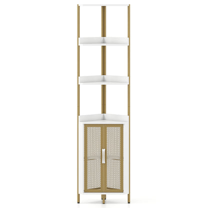 6-Tier Corner Shelf 67 Inches Tall, Industrial Bookcase Cabinet, White Bookcases White at Gallery Canada