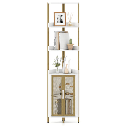 6-Tier Corner Shelf 67 Inches Tall, Industrial Bookcase Cabinet, White Bookcases at Gallery Canada