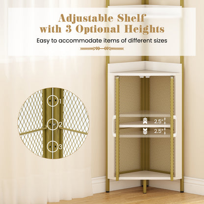 6-Tier Corner Shelf 67 Inches Tall, Industrial Bookcase Cabinet, White Bookcases at Gallery Canada