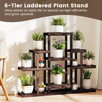 6-Tier Flower Wood Stand, Plant Display Rack, Storage Shelf, Brown Plant Stands at Gallery Canada