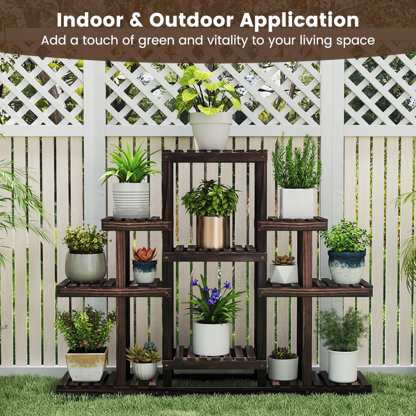 6-Tier Flower Wood Stand, Plant Display Rack, Storage Shelf, Brown Plant Stands at Gallery Canada