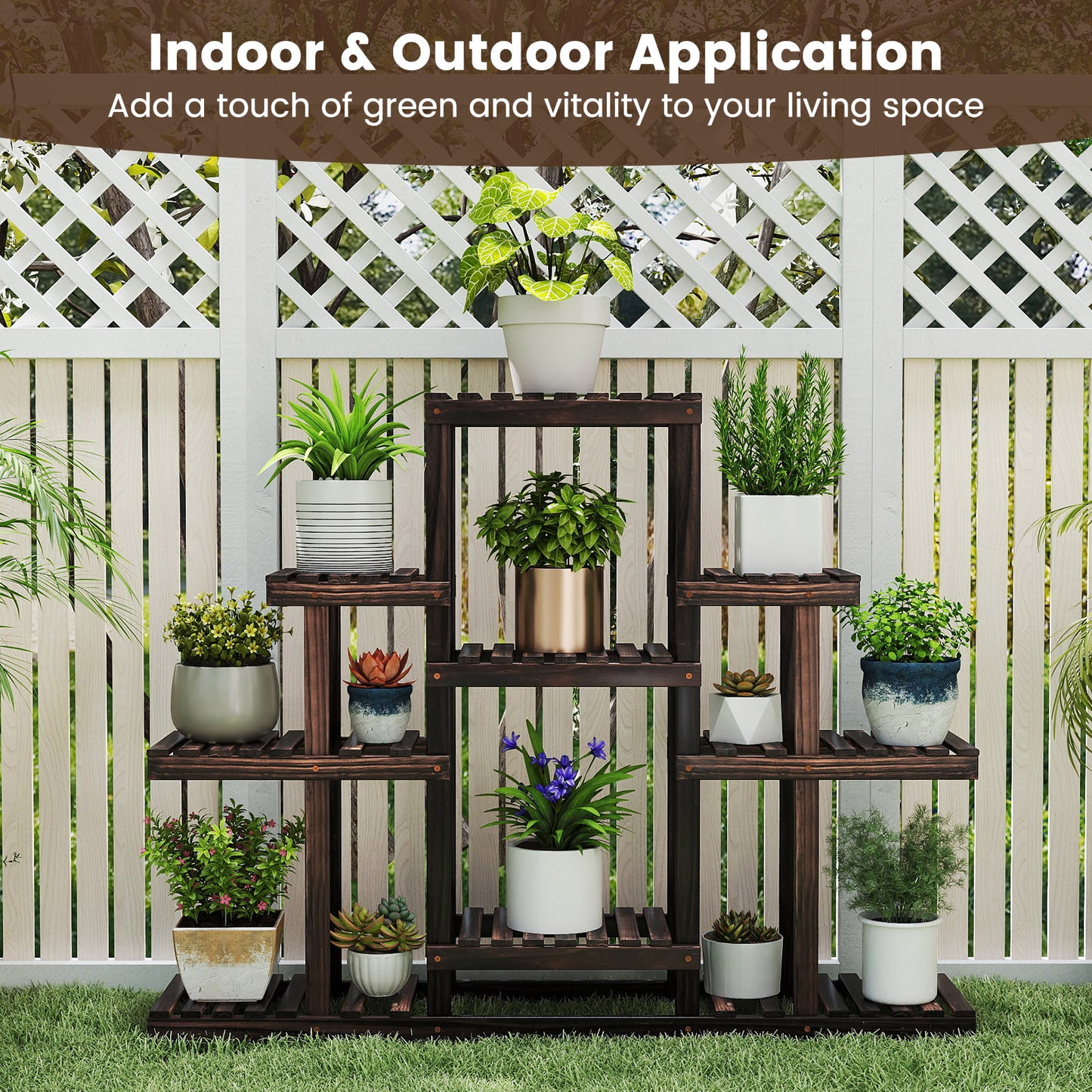 6-Tier Flower Wood Stand, Plant Display Rack, Storage Shelf, Brown Plant Stands at Gallery Canada