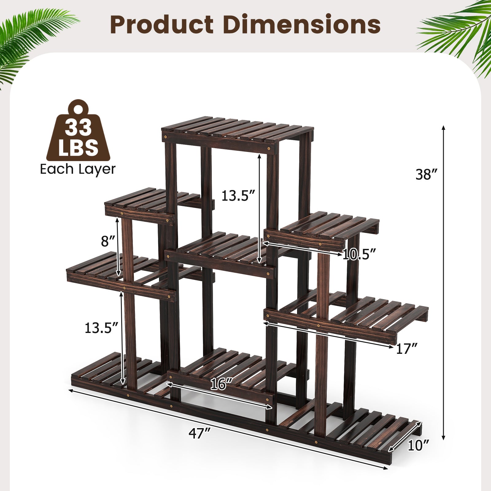 6-Tier Flower Wood Stand, Plant Display Rack, Storage Shelf, Brown Plant Stands at Gallery Canada