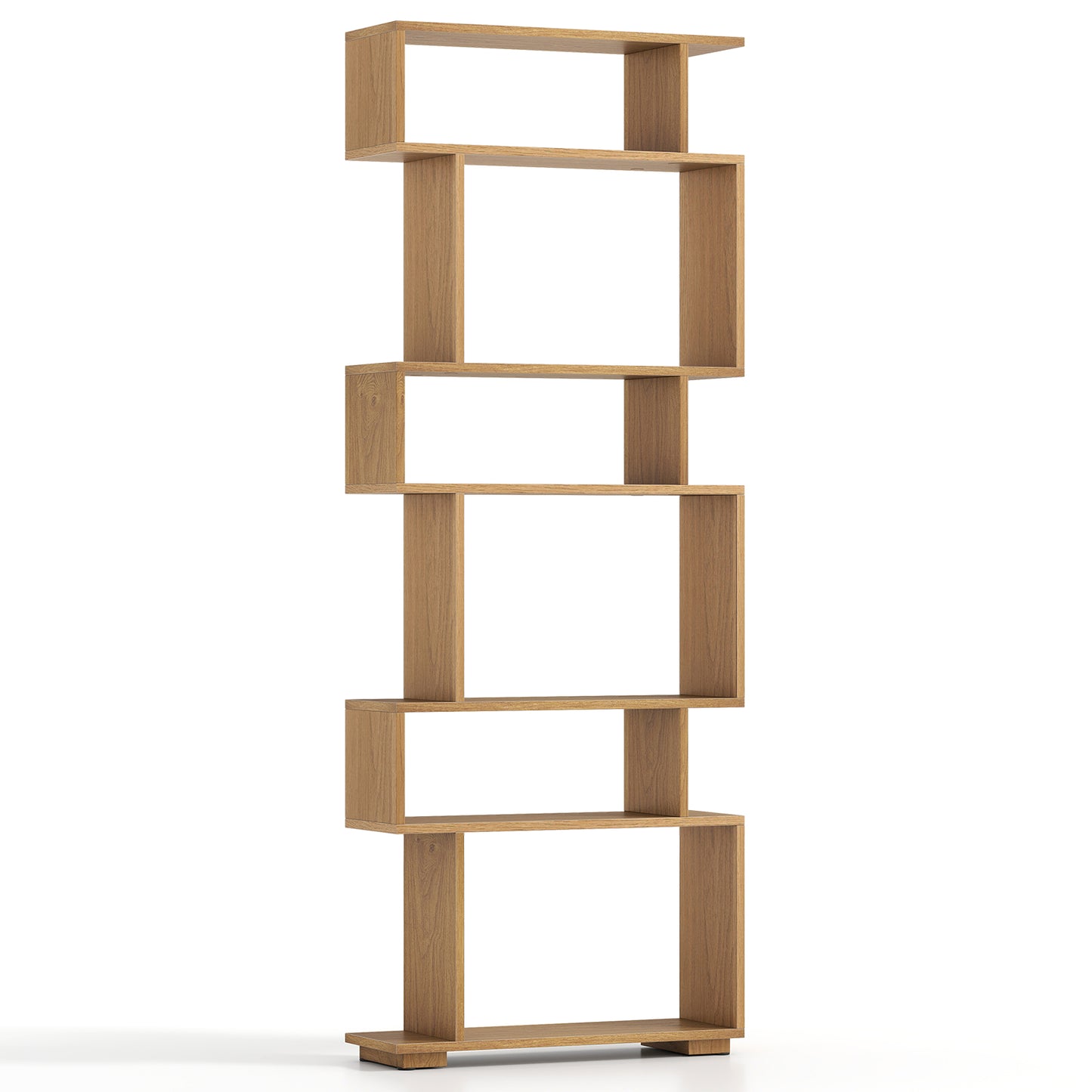 6-Tier Geometric Bookshelf with 2 Anti-Tipping Kits for Home Office-NA, Natural Bookcases Natural at Gallery Canada