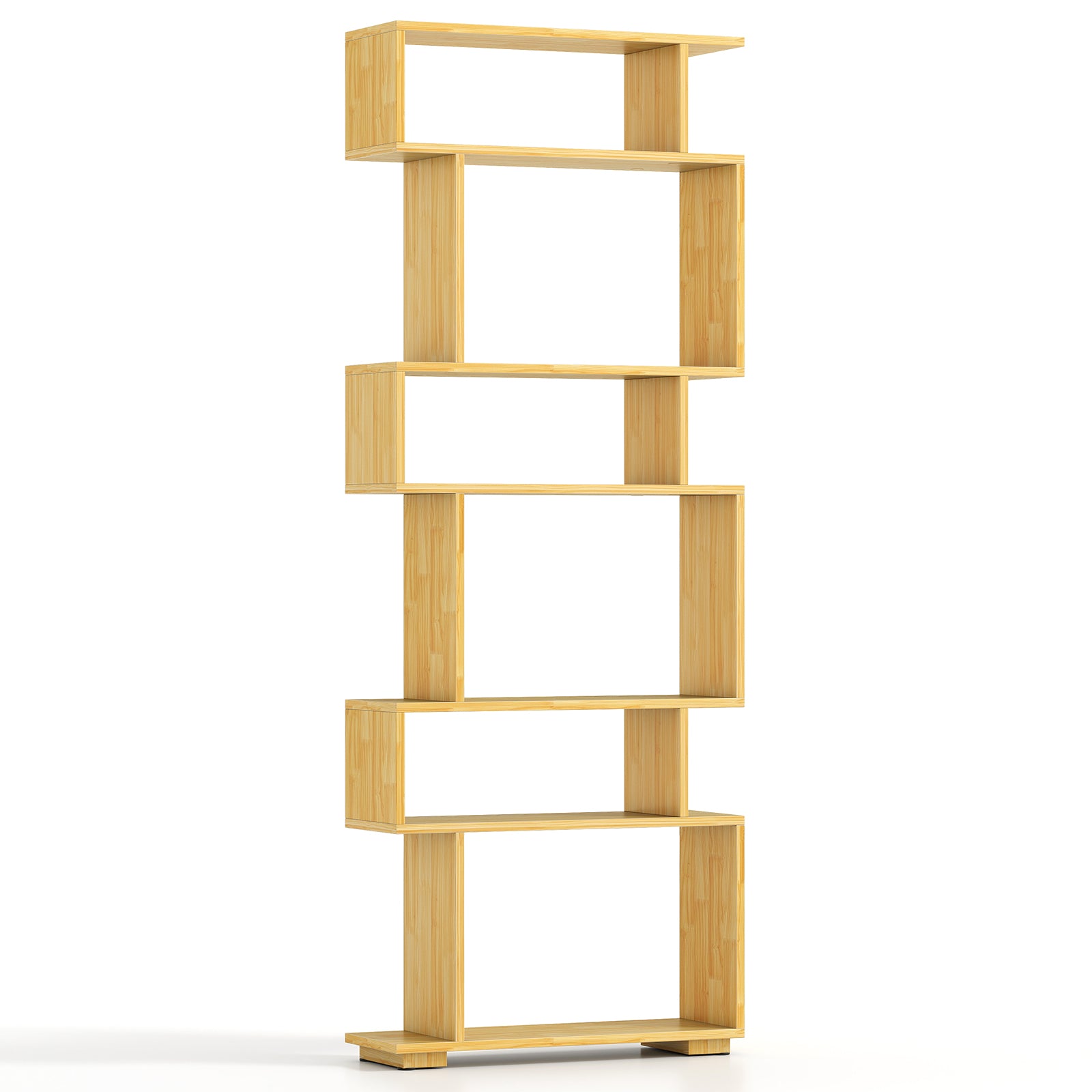 6-Tier Geometric Bookshelf with 2 Anti-Tipping Kits for Home Office-BE, Wood Bookcases Wood at Gallery Canada